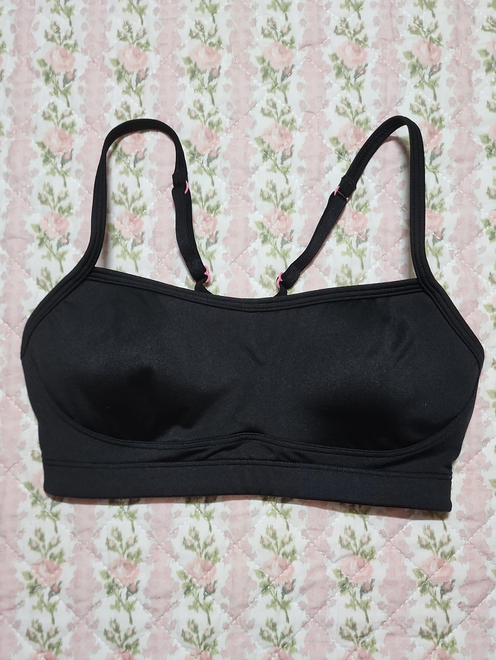 💖 PINK Victoria's Secret Black Seamless Sports Bra with Adjustable Straps XS
